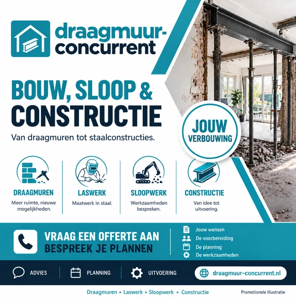 Illustratief beeld van constructiewerk in een woning