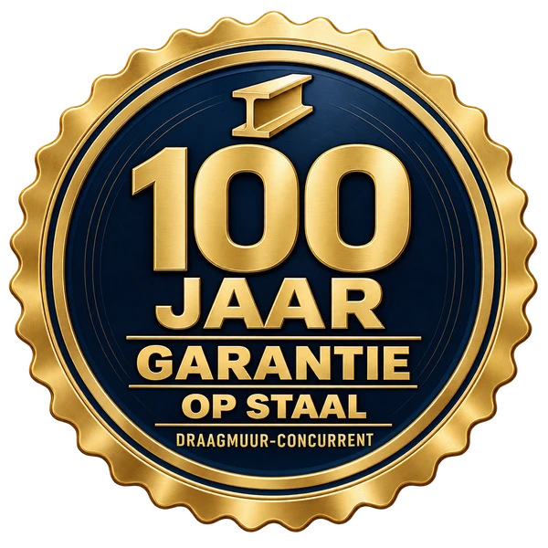 Draagmuur-Concurrent: 100-year warranty on steel.